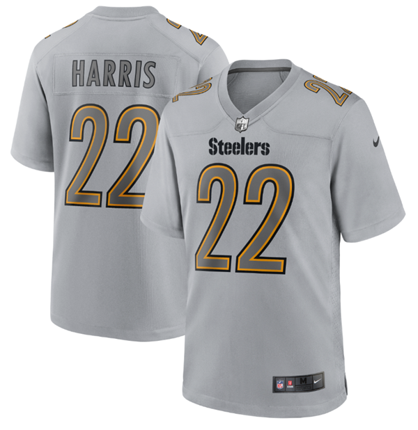 Men's Pittsburgh Steelers #22 Najee Harris Grey Atmosphere Fashion Stitched Game Jersey Men's Pittsburgh Steelers #22 Najee Harris Grey Atmosphere Fashion Stitched Game Jersey